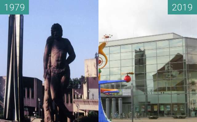 Before-and-after picture of OsnabrückHalle between 1979-Jan-12 and 2019-Feb-07