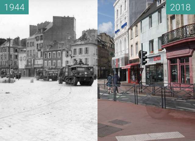 Before-and-after picture of Cherbourg 1944 - Normandy between 1944-Jun-30 and 2018-May-04