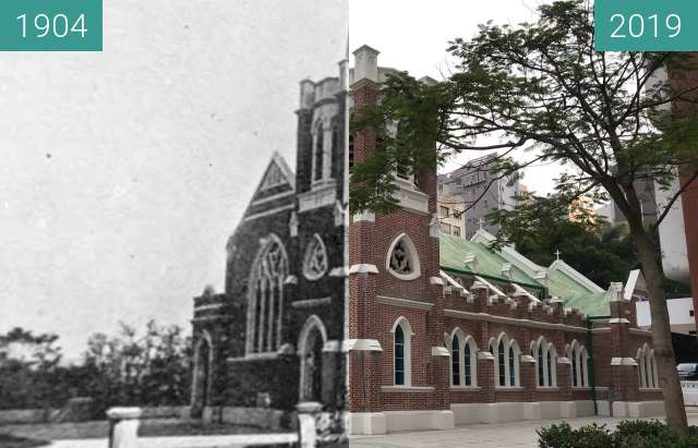 Before-and-after picture of St Andrews between 1904 and 2019-Oct-27