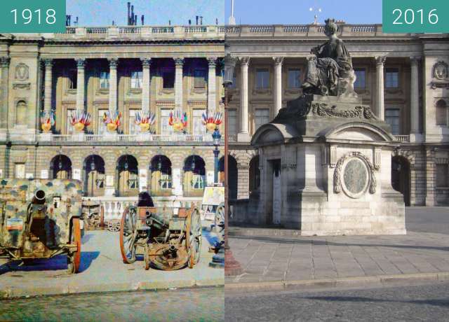 Image avant-après de Place de la Concorde (Hôtel de la Marine) entre 1918 et 13 mars 2016