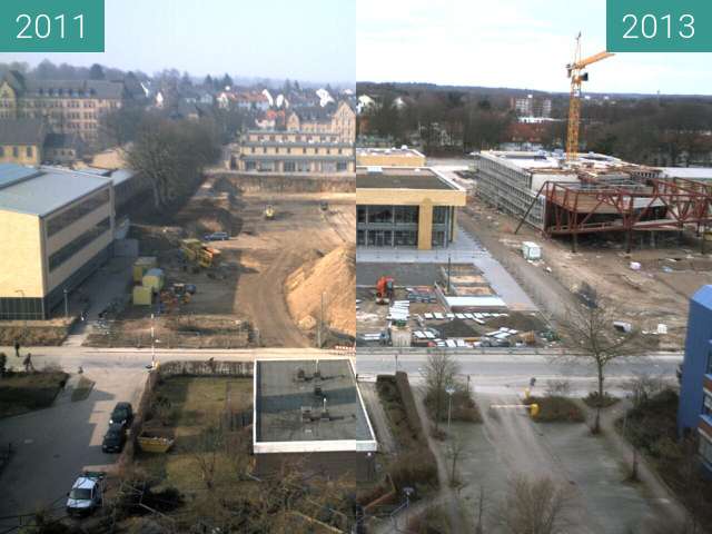 Vorher-Nachher-Bild von Neubau der Mensa auf dem Westerberg zwischen 02.03.2011 und 03.02.2013