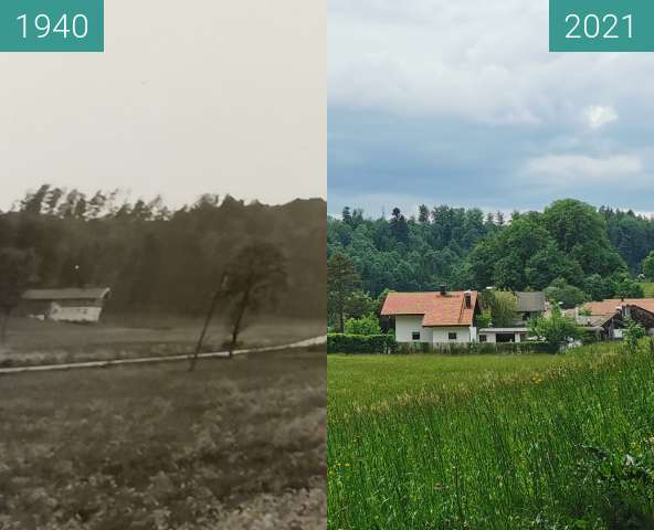 Before-and-after picture of Gamm Salzburgerstraße between 1940 and 2021-Jun-05