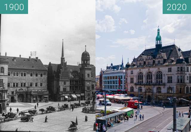 Vorher-Nachher-Bild von Marktplatz , Altes Rathaus zwischen 1900 und 13.06.2020