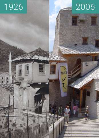 Image avant-après de Stari most (The Old Bridge) in Mostar entre 1926 et 31 juil. 2006