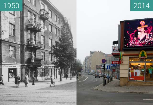 Image avant-après de Ulica Krakowska entre 12 août 1950 et 12 août 2014