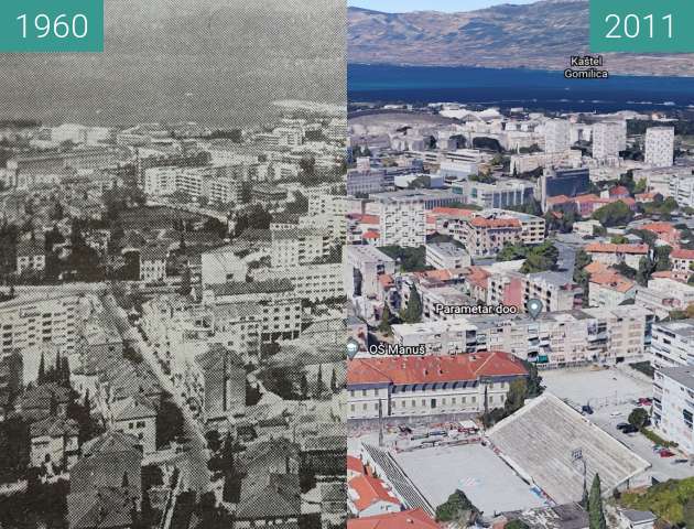 Image avant-après de Split from the East entre 1960 et 2011