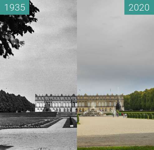 Vorher-Nachher-Bild von Schloss Herrenchiemsee zwischen 1935 und 02.10.2020