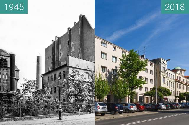 Vorher-Nachher-Bild von Ulica Grobla zwischen 1945 und 2018