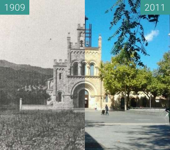 Before-and-after picture of Iglesia Castelldefels 1909 between 1909 and 2011-Sep-16