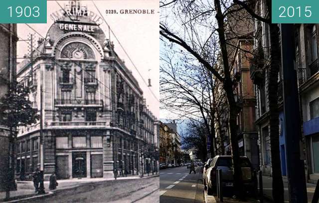 Before-and-after picture of Grenoble | Avenue de la Gare (1903) between 1903 and 2015