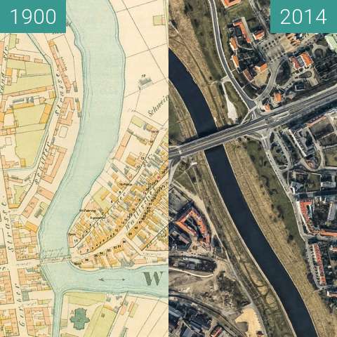 Vorher-Nachher-Bild von Chwaliszewo zwischen 1900 und 2014