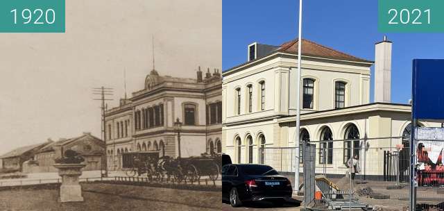 Before-and-after picture of Station Alkmaar 1920-2021 between 1920 and 2021-Mar-30