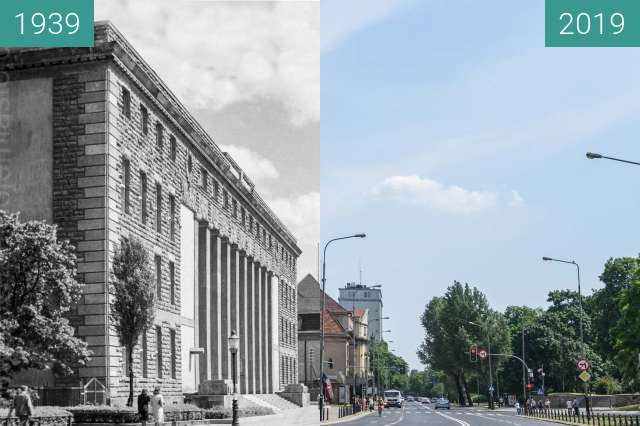 Vorher-Nachher-Bild von Aleja Niepodległości zwischen 1939 und 12.06.2019