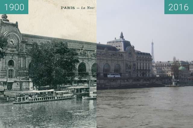 Before-and-after picture of Musée d'Orsay between 1900 and 2016-Feb-27