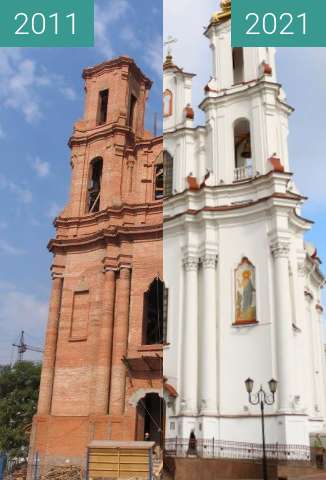 Before-and-after picture of Vitebsk Church of the Resurrection of the Lord between 2011 and 2021