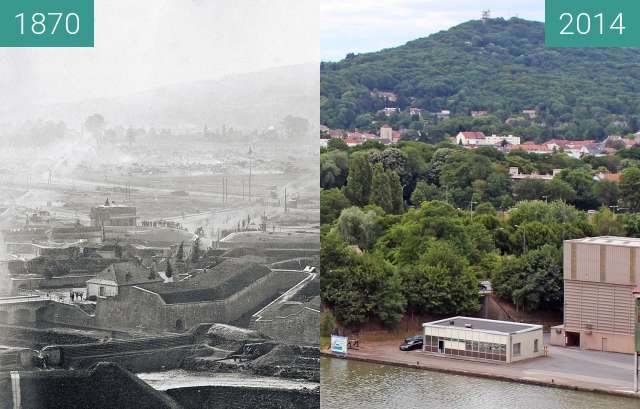 Before-and-after picture of Fortifications en 1870 between 1870 and 2014