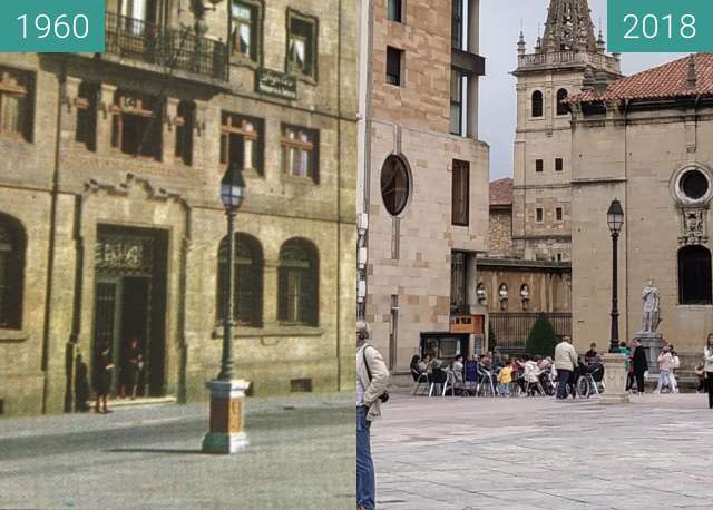 Image avant-après de Plaza de la Catedral en Oviedo entre 1960 et 2 juin 2018