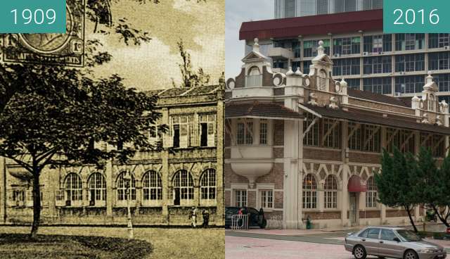 Before-and-after picture of Former Printing Offices - now City Gallery between 1909 and 2016-Jul-22