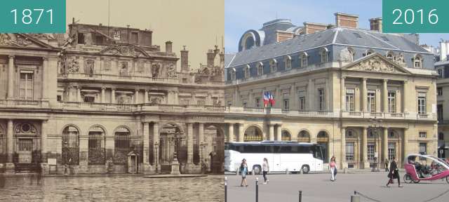 Before-and-after picture of Palais Royal (Pariser Kommune) between 1871 and 2016-May-08