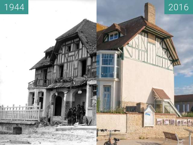 Vorher-Nachher-Bild von Villa "Denise et Roger" am Juno Beach (1) zwischen 06.06.1944 und 22.10.2016