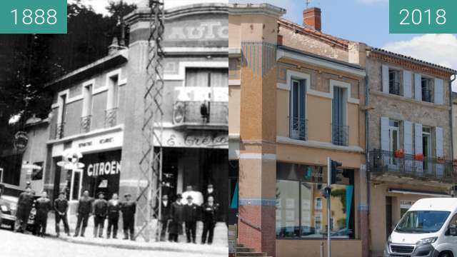 Before-and-after picture of Villefranche de Rouergue between 1888 and 2018-Jul-06