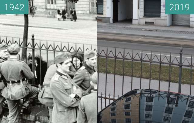 Vorher-Nachher-Bild von Sophie Scholl in München (2) zwischen 23.07.1942 und 06.03.2019