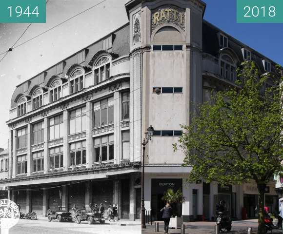 Before-and-after picture of Cherbourg 1944 - Normandy between 07/1944 and 2018-May-04