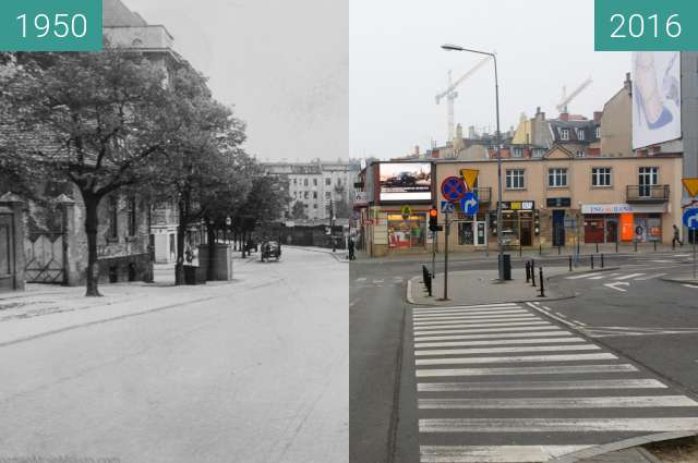 Image avant-après de Ulica Kościuszki entre 1950 et 2016