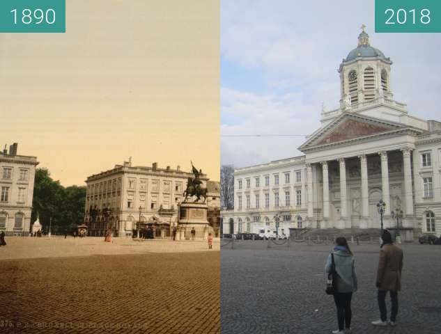 Before-and-after picture of Place Royale between 1890 and 2018-Apr-01