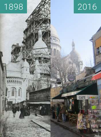 Before-and-after picture of Sacré-Cœur between 1898 and 2016-Mar-13