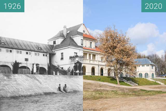 Before-and-after picture of Ulica Piastowska, łazienki rzeczne between 1926 and 2020-Mar-04