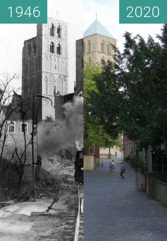 Before-and-after picture of Münster after WW2 between 1946 and 05/2020