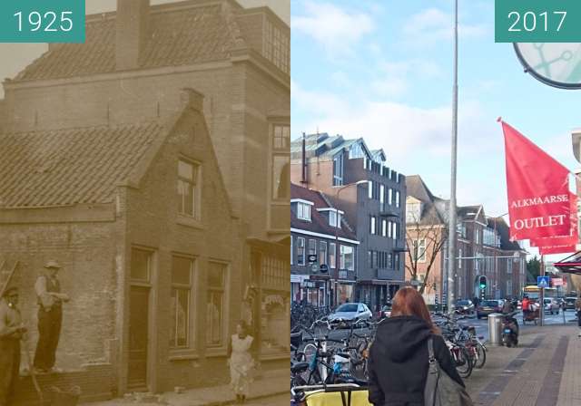 Before-and-after picture of Alkmaar, Scharloo between 1925 and 2017