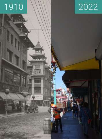 Before-and-after picture of Chinatown between 1910 and 08/2022