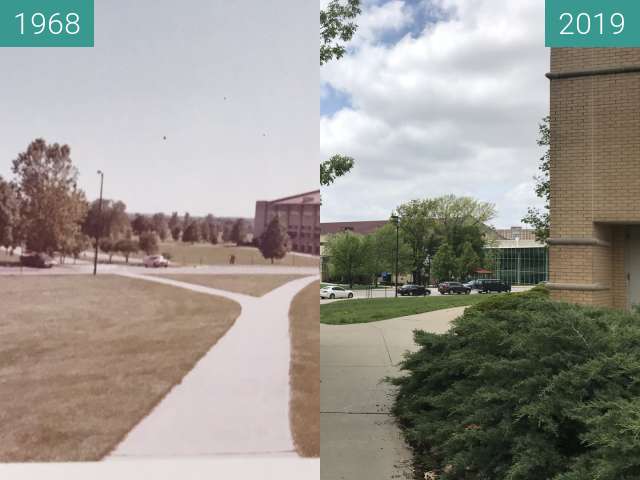 Before-and-after picture of Allen Fieldhouse-1968 to Allen Fieldhouse 2019 between 1968 and 2019-May-02