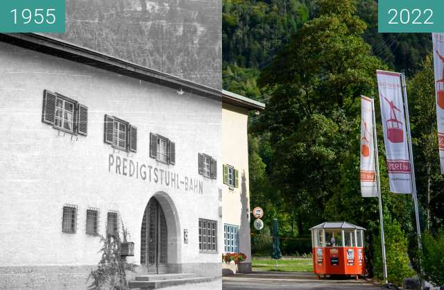 Image avant-après de Bad Reichenhall Predigtstuhlbahn entre 1955 et 10 sep. 2022