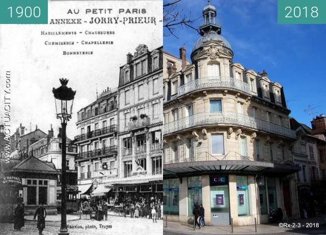 Before-and-after picture of TROYES - Rue Urbain IV between 1900 and 2018-Feb-13