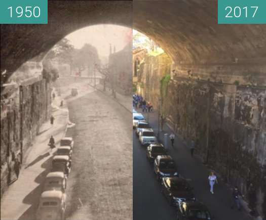 Before-and-after picture of The Argyle Cut between 1950 and 2017