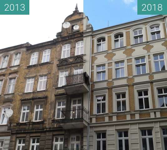 Before-and-after picture of Kamienica przy Kilińskiego between 2013 and 2018