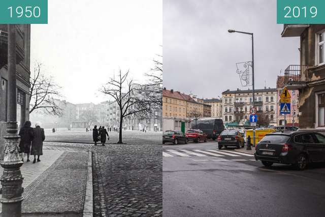 Vorher-Nachher-Bild von Rynek Łazarski zwischen 1950 und 2019