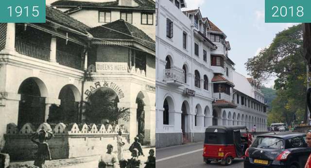 Vorher-Nachher-Bild von The Queen's Hotel in Kandy zwischen 1915 und 22.04.2018