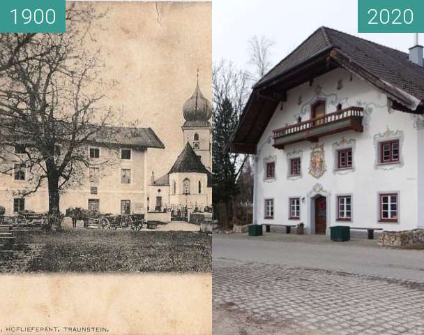 Before-and-after picture of Gasthof Surberg between 1900 and 2020