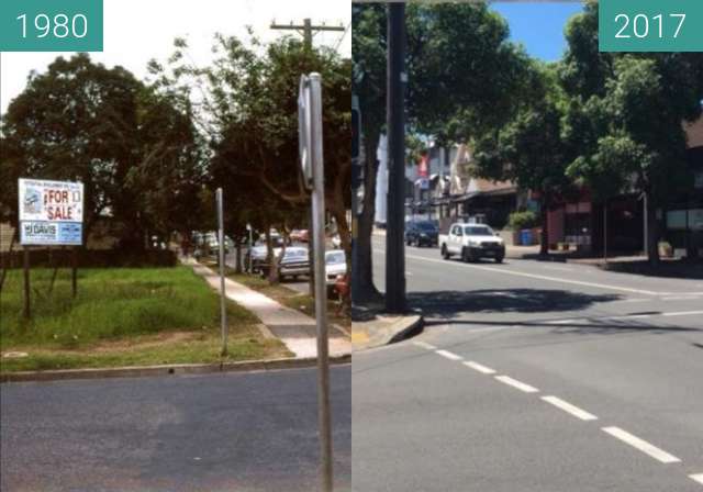 Before-and-after picture of Henry and Lawson Streets, Penrith between 1980 and 2017