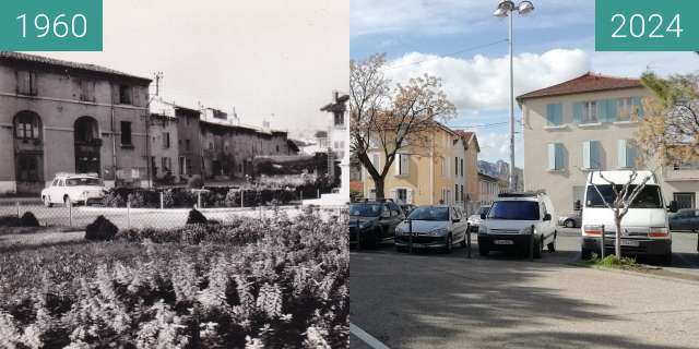 Image avant-après de Bourg-lès-Valence, place de la République entre 1960 et 1 mars 2024