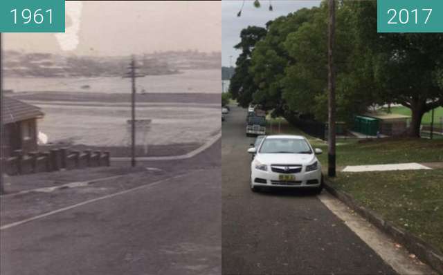 Before-and-after picture of Cometrowe Street, Drummoyne between 1961 and 2017