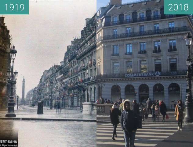 Before-and-after picture of Rue de la Paix between 1919-Jun-29 and 2018-Feb-10