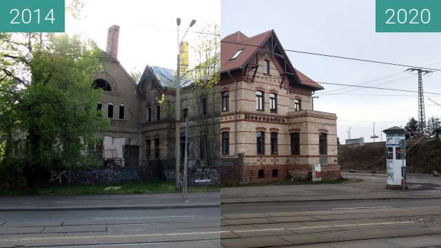 Vorher-Nachher-Bild von Rosengarten in Halle (Saale) zwischen 20.04.2014 und 28.12.2020