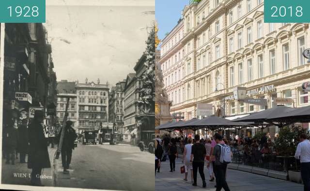 Image avant-après de Graben in Wien entre 1928 et 30 avr. 2018