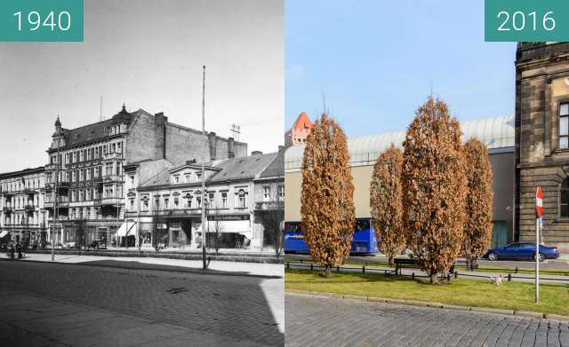 Vorher-Nachher-Bild von Marcinkowski Alley, Posen zwischen 1940 und 2016