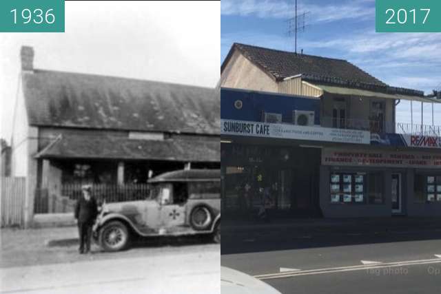 Before-and-after picture of High and Doonmore Streets, Penrith between 1936 and 2017